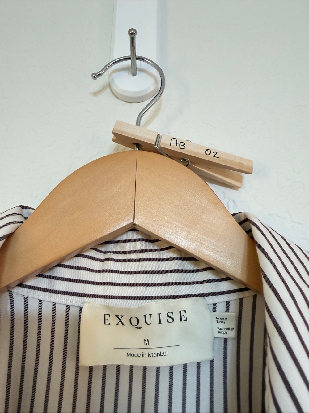Anthropologie Tobie Striped Brown and White Button-Front Midi Dress size medium - Picture 9 of 14